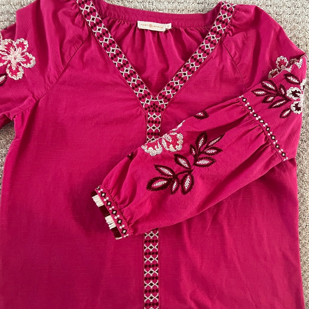 Tory Burch Fuchsia Embroidered Blouse - Picture 11 of 12